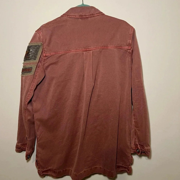 Free People Embellished Military Rose Shirt Jacket - Picture 11 of 16